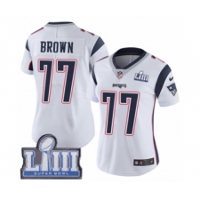 Women's Nike New England Patriots #77 Trent Brown White Vapor Untouchable Limited Player Super Bowl LIII Bound NFL Jersey