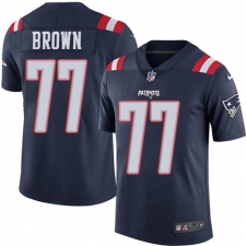 Youth Nike New England Patriots #77 Trent Brown Limited Navy Blue Rush Vapor Untouchable NFL Jersey