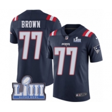 Youth Nike New England Patriots #77 Trent Brown Limited Navy Blue Rush Vapor Untouchable Super Bowl LIII Bound NFL Jersey