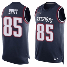 Men's Nike New England Patriots #85 Kenny Britt Limited Navy Blue Player Name & Number Tank Top NFL Jersey