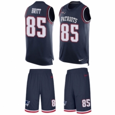Men's Nike New England Patriots #85 Kenny Britt Limited Navy Blue Tank Top Suit NFL Jersey