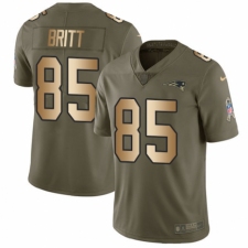Men's Nike New England Patriots #85 Kenny Britt Limited Olive/Gold 2017 Salute to Service NFL Jersey
