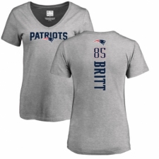 NFL Women's Nike New England Patriots #85 Kenny Britt Ash Backer V-Neck T-Shirt