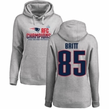Women's Nike New England Patriots #85 Kenny Britt Heather Gray 2017 AFC Champions Pullover Hoodie