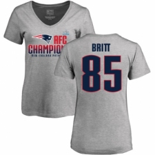 Women's Nike New England Patriots #85 Kenny Britt Heather Gray 2017 AFC Champions V-Neck T-Shirt