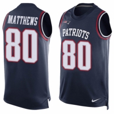 Men's Nike New England Patriots #80 Jordan Matthews Limited Navy Blue Player Name & Number Tank Top NFL Jersey