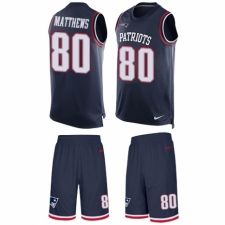 Men's Nike New England Patriots #80 Jordan Matthews Limited Navy Blue Tank Top Suit NFL Jersey