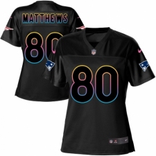 Women's Nike New England Patriots #80 Jordan Matthews Game Black Fashion NFL Jersey