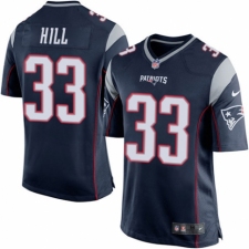Men's Nike New England Patriots #33 Jeremy Hill Game Navy Blue Team Color NFL Jersey