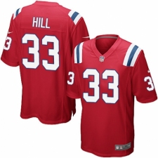 Men's Nike New England Patriots #33 Jeremy Hill Game Red Alternate NFL Jersey