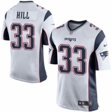 Men's Nike New England Patriots #33 Jeremy Hill Game White NFL Jersey