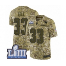 Men's Nike New England Patriots #33 Jeremy Hill Limited Camo 2018 Salute to Service Super Bowl LIII Bound NFL Jersey