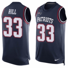 Men's Nike New England Patriots #33 Jeremy Hill Limited Navy Blue Player Name & Number Tank Top NFL Jersey