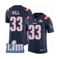 Men's Nike New England Patriots #33 Jeremy Hill Limited Navy Blue Rush Vapor Untouchable Super Bowl LIII Bound NFL Jersey