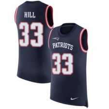 Men's Nike New England Patriots #33 Jeremy Hill Navy Blue Rush Player Name & Number Tank Top NFL Jersey