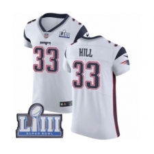 Men's Nike New England Patriots #33 Jeremy Hill White Vapor Untouchable Elite Player Super Bowl LIII Bound NFL Jersey