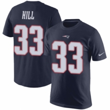 NFL Nike New England Patriots #33 Jeremy Hill Navy Blue Rush Pride Name & Number T-Shirt