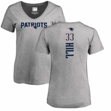 NFL Women's Nike New England Patriots #33 Jeremy Hill Ash Backer V-Neck T-Shirt