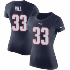 NFL Women's Nike New England Patriots #33 Jeremy Hill Navy Blue Rush Pride Name & Number T-Shirt