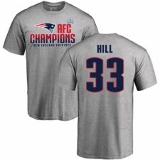 Nike New England Patriots #33 Jeremy Hill Heather Gray 2017 AFC Champions V-Neck T-Shirt