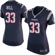 Women's Nike New England Patriots #33 Jeremy Hill Game Navy Blue Team Color NFL Jersey