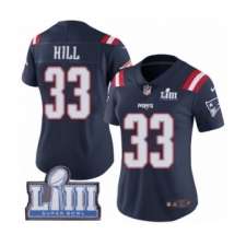 Women's Nike New England Patriots #33 Jeremy Hill Limited Navy Blue Rush Vapor Untouchable Super Bowl LIII Bound NFL Jersey