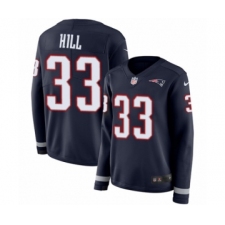 Women's Nike New England Patriots #33 Jeremy Hill Limited Navy Blue Therma Long Sleeve NFL Jersey