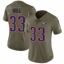 Women's Nike New England Patriots #33 Jeremy Hill Limited Olive 2017 Salute to Service NFL Jersey