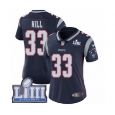 Women's Nike New England Patriots #33 Jeremy Hill Navy Blue Team Color Vapor Untouchable Limited Player Super Bowl LIII Bound NFL Jersey