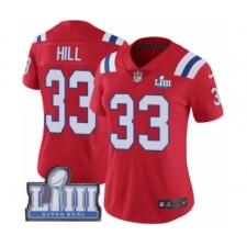 Women's Nike New England Patriots #33 Jeremy Hill Red Alternate Vapor Untouchable Limited Player Super Bowl LIII Bound NFL Jersey