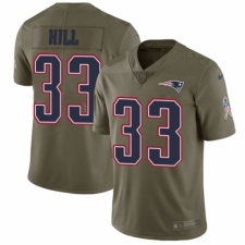Youth Nike New England Patriots #33 Jeremy Hill Limited Olive 2017 Salute to Service NFL Jersey