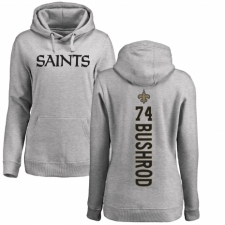 NFL Women's Nike New Orleans Saints #74 Jermon Bushrod Ash Backer Pullover Hoodie