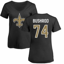 NFL Women's Nike New Orleans Saints #74 Jermon Bushrod Black Name & Number Logo Slim Fit T-Shirt