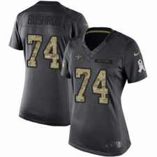 Women's Nike New Orleans Saints #74 Jermon Bushrod Limited Black 2016 Salute to Service NFL Jersey