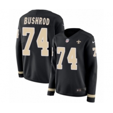 Women's Nike New Orleans Saints #74 Jermon Bushrod Limited Black Therma Long Sleeve NFL Jersey