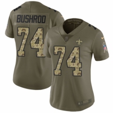 Women's Nike New Orleans Saints #74 Jermon Bushrod Limited Olive/Camo 2017 Salute to Service NFL Jersey