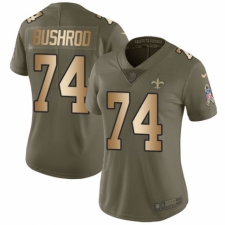 Women's Nike New Orleans Saints #74 Jermon Bushrod Limited Olive/Gold 2017 Salute to Service NFL Jersey