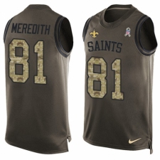 Men's Nike New Orleans Saints #81 Cameron Meredith Limited Green Salute to Service Tank Top NFL Jersey