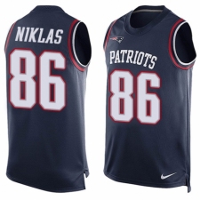 Men's Nike New England Patriots #86 Troy Niklas Limited Navy Blue Player Name & Number Tank Top NFL Jersey
