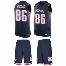 Men's Nike New England Patriots #86 Troy Niklas Limited Navy Blue Tank Top Suit NFL Jersey