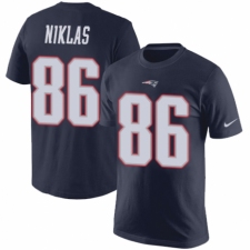 NFL Nike New England Patriots #86 Troy Niklas Navy Blue Rush Pride Name & Number T-Shirt