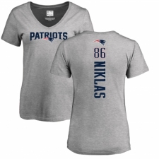 NFL Women's Nike New England Patriots #86 Troy Niklas Ash Backer V-Neck T-Shirt