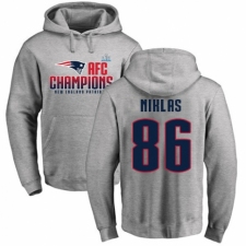 Nike New England Patriots #86 Troy Niklas Heather Gray 2017 AFC Champions Pullover Hoodie