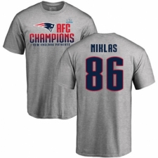Nike New England Patriots #86 Troy Niklas Heather Gray 2017 AFC Champions V-Neck T-Shirt