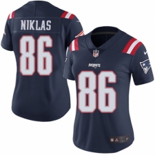 Women's Nike New England Patriots #86 Troy Niklas Limited Navy Blue Rush Vapor Untouchable NFL Jersey