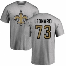 NFL Nike New Orleans Saints #73 Rick Leonard Ash Name & Number Logo T-Shirt