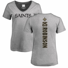 NFL Women's Nike New Orleans Saints #25 Patrick Robinson Ash Backer V-Neck T-Shirt