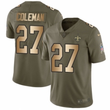 Men's Nike New Orleans Saints #27 Kurt Coleman Limited Olive/Gold 2017 Salute to Service NFL Jersey