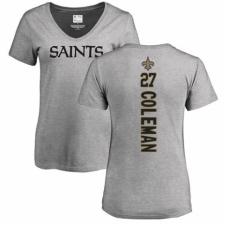 NFL Women's Nike New Orleans Saints #27 Kurt Coleman Ash Backer V-Neck T-Shirt