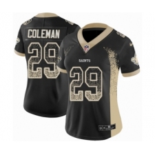 Women's Nike New Orleans Saints #29 Kurt Coleman Limited Black Rush Drift Fashion NFL Jersey